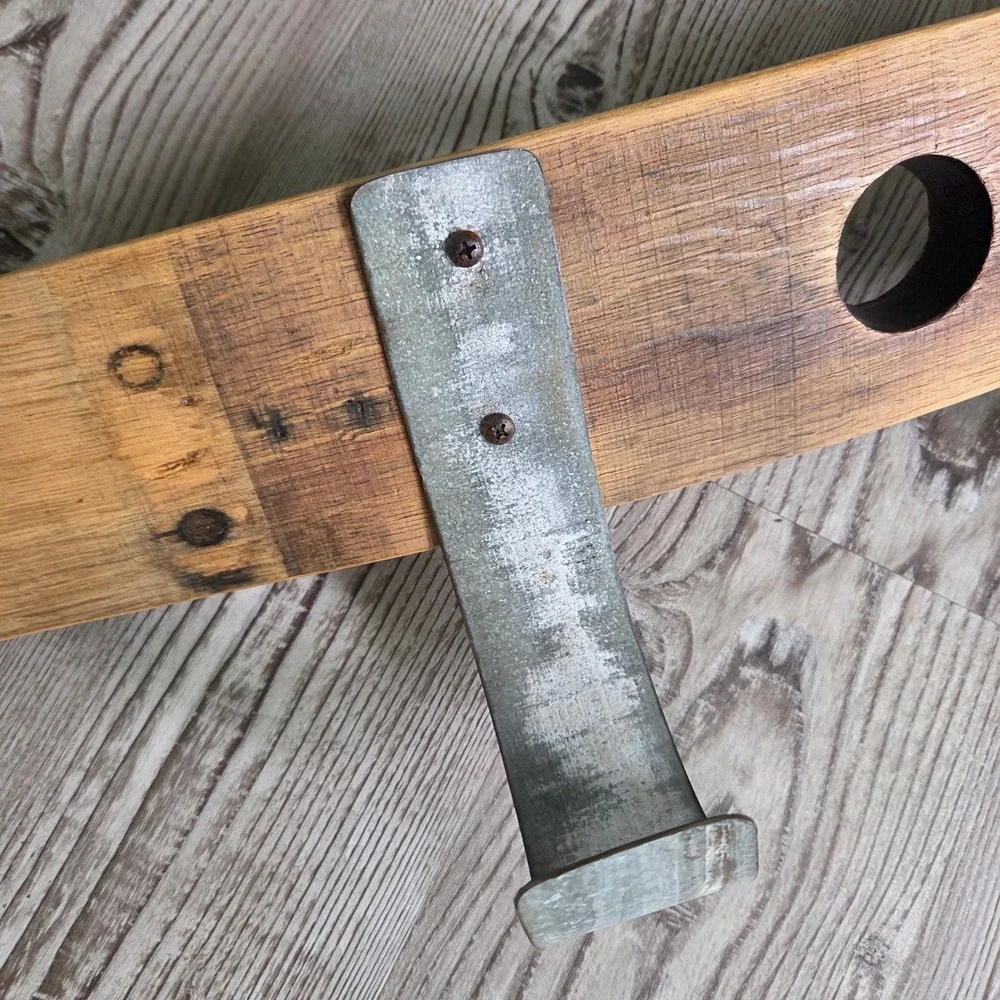 Kings Barrel Whiskey Barrel Stave Coat Rack Rustic Wood 4 Hook Wall Mount 35in